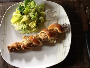 Brezel- Putenspieß